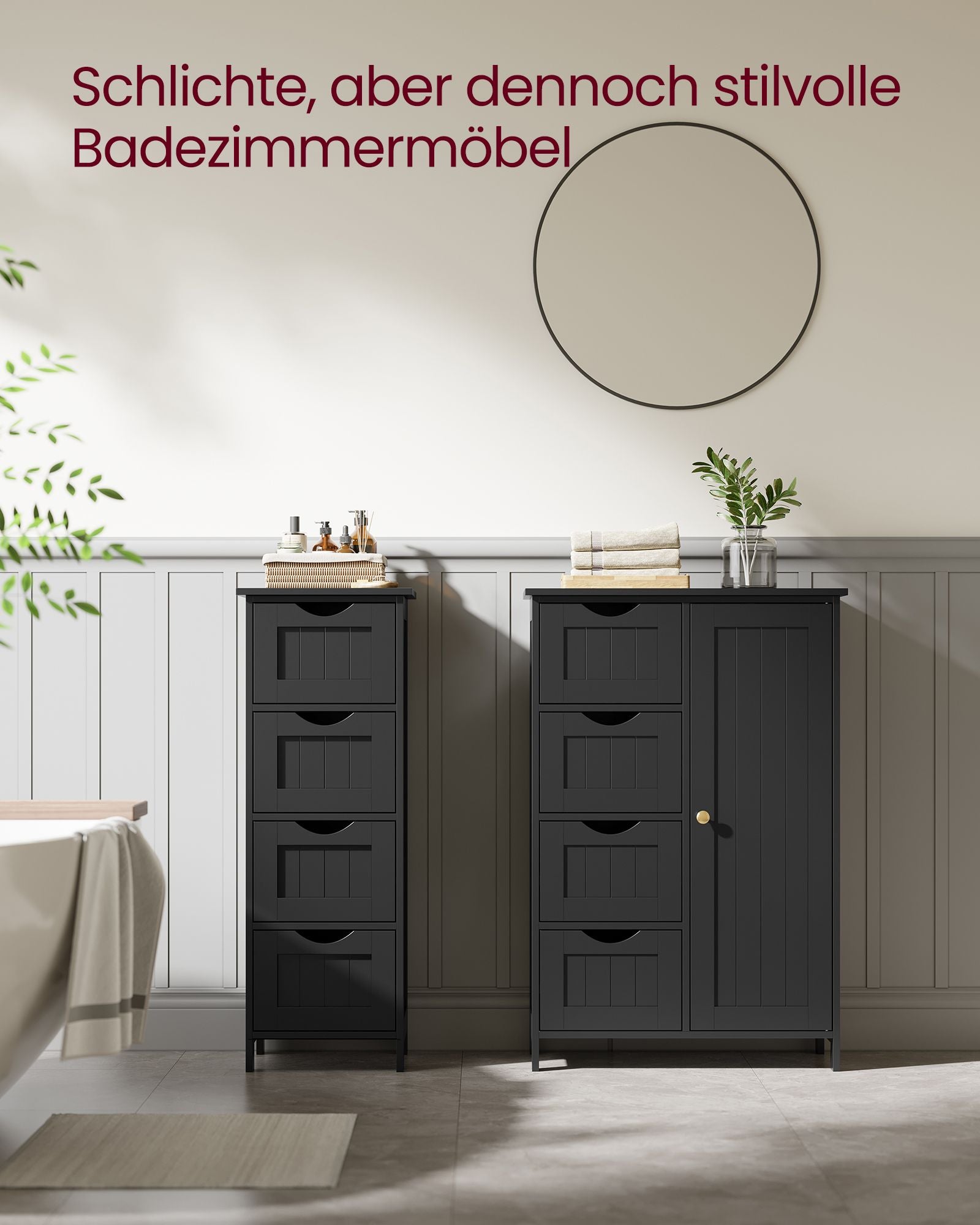 Badkamermeubel – 4 lades – 30 × 55 × 82 cm – inktzwart