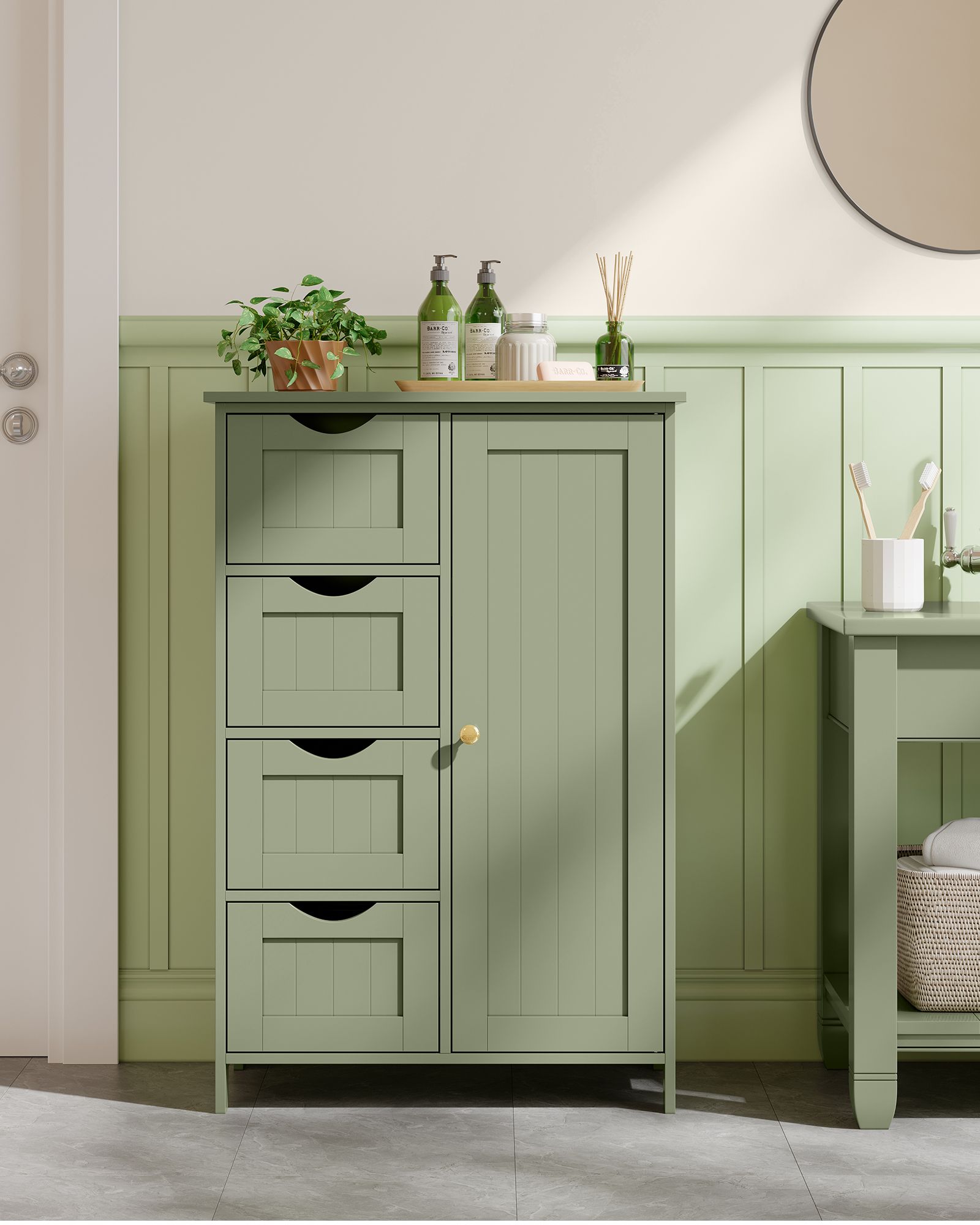 Badkamerkastje – 4 lades – 30 × 55 × 82 cm – bosgroen