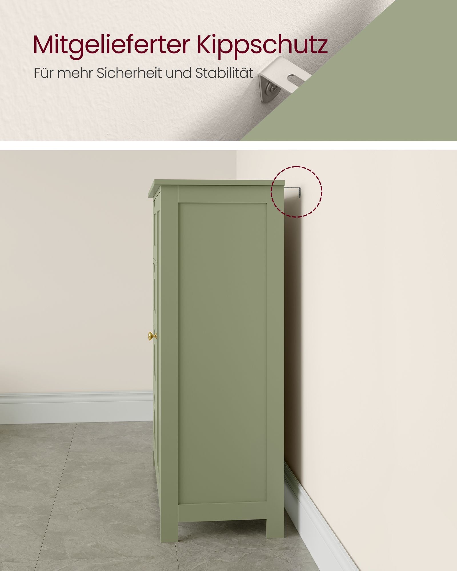 Badkamerkastje – 4 lades – 30 × 55 × 82 cm – bosgroen