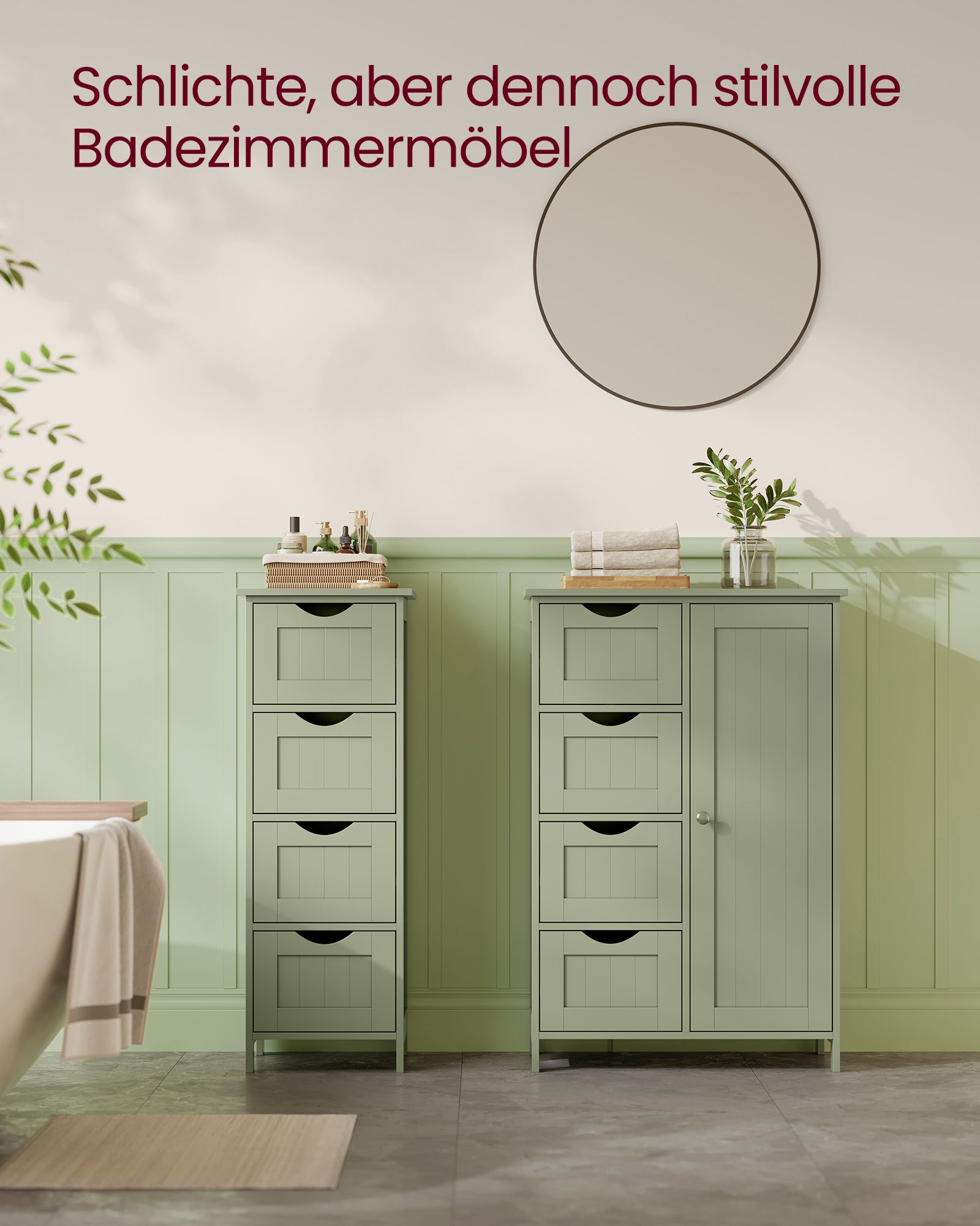 Badkamerkastje – 4 lades – 30 × 55 × 82 cm – bosgroen