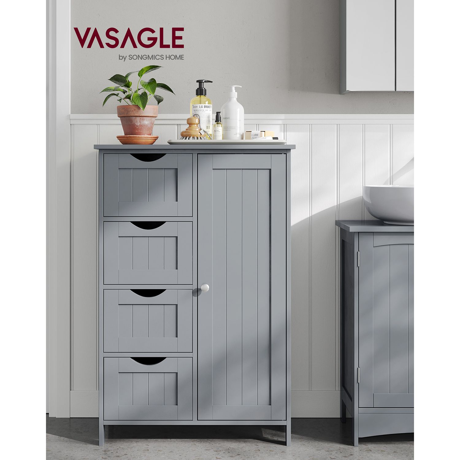 Badkamerkast – Compact met 4 lades – Mystiek grijs
