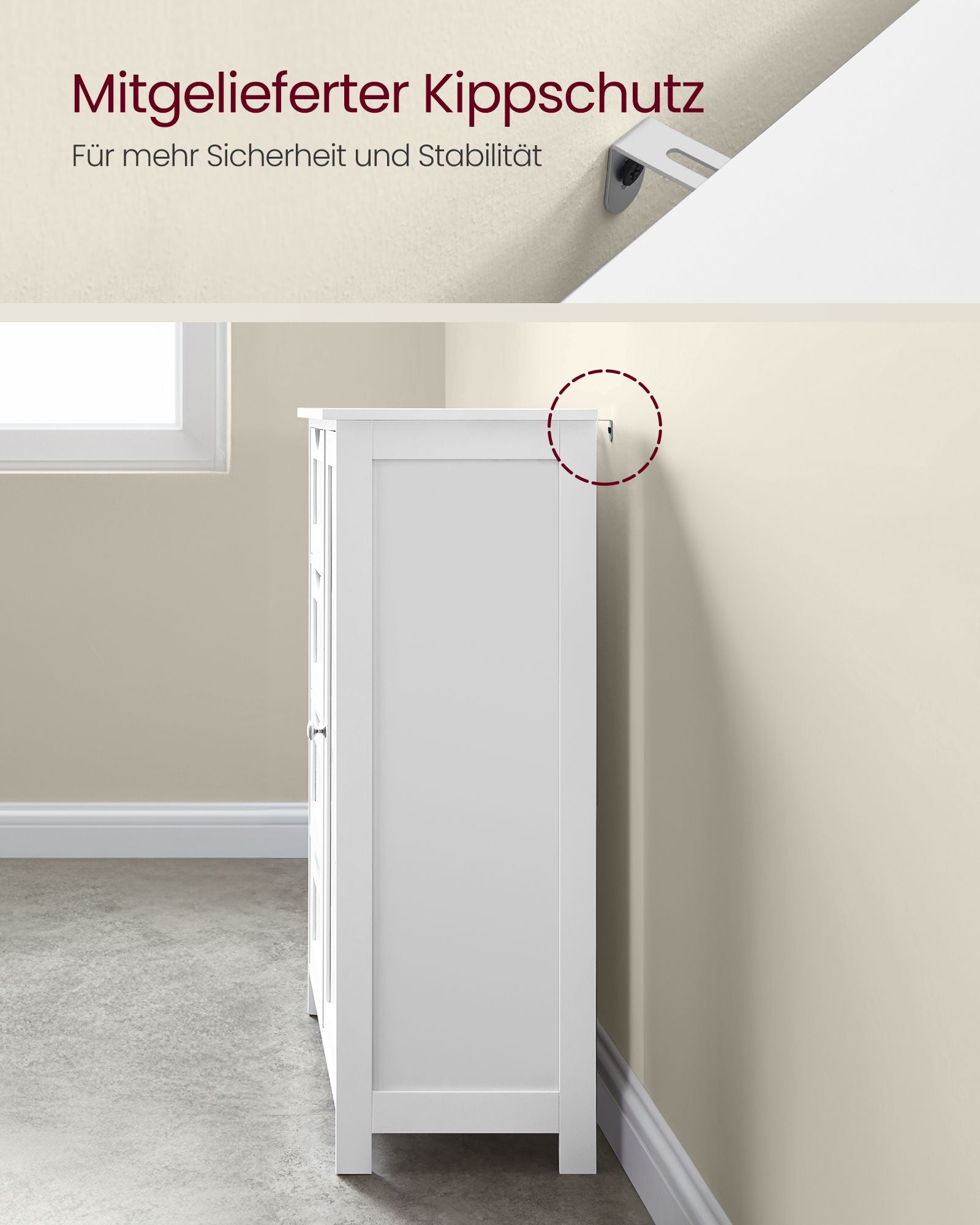 Badkamerkastje – smal – 4 lades – wolkwit