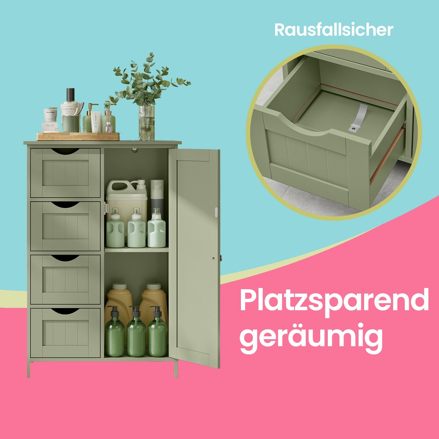 Badkamerkastje – Smalle bijzetkast voor badkamer, modern design