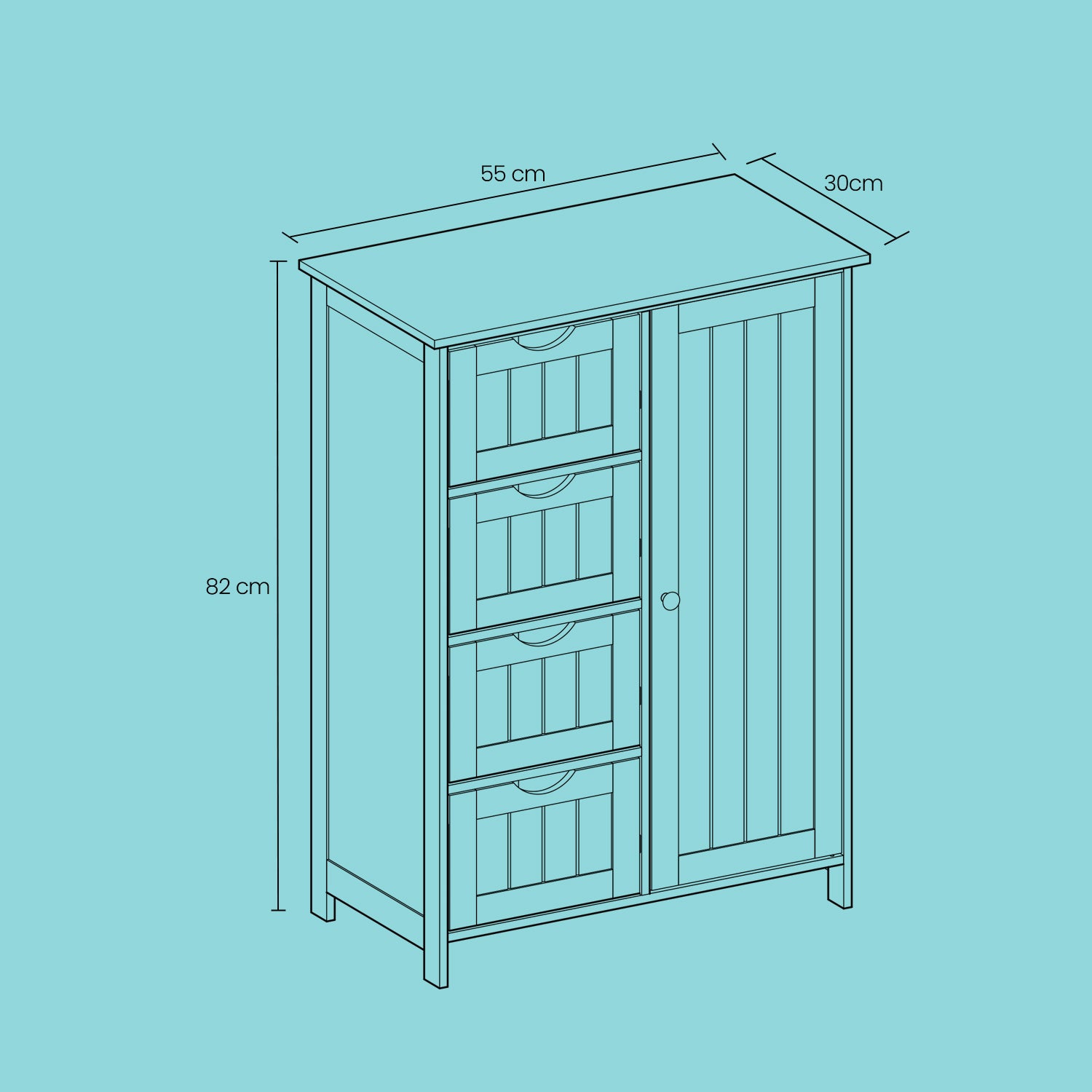 Badkamerkastje – Smalle bijzetkast voor badkamer, modern design