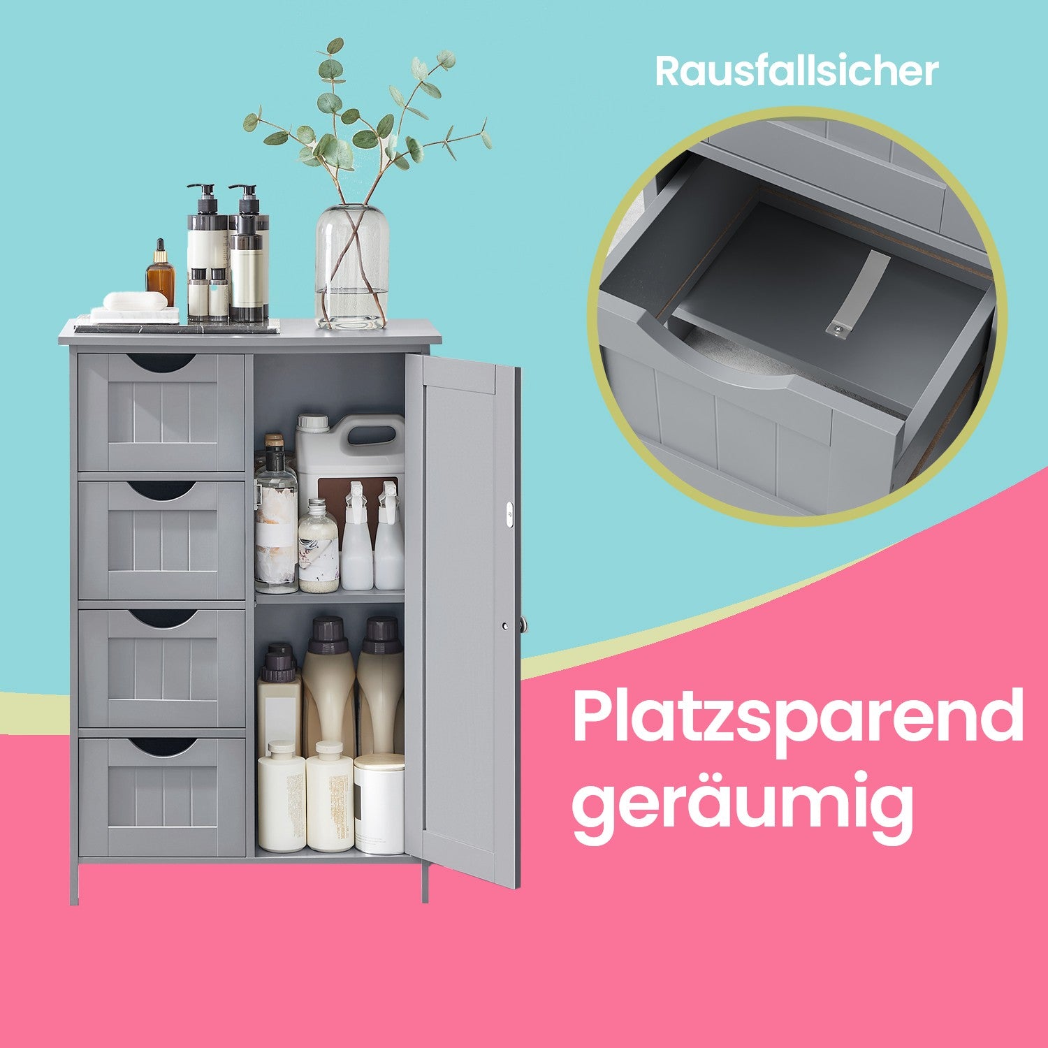 Badkamerkastje – Smalle bijzetkast voor badkamer, modern design
