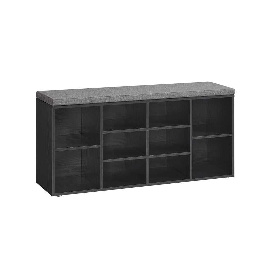 Schoenenrek met zitje – 30 × 104 × 48 cm – camelbruin