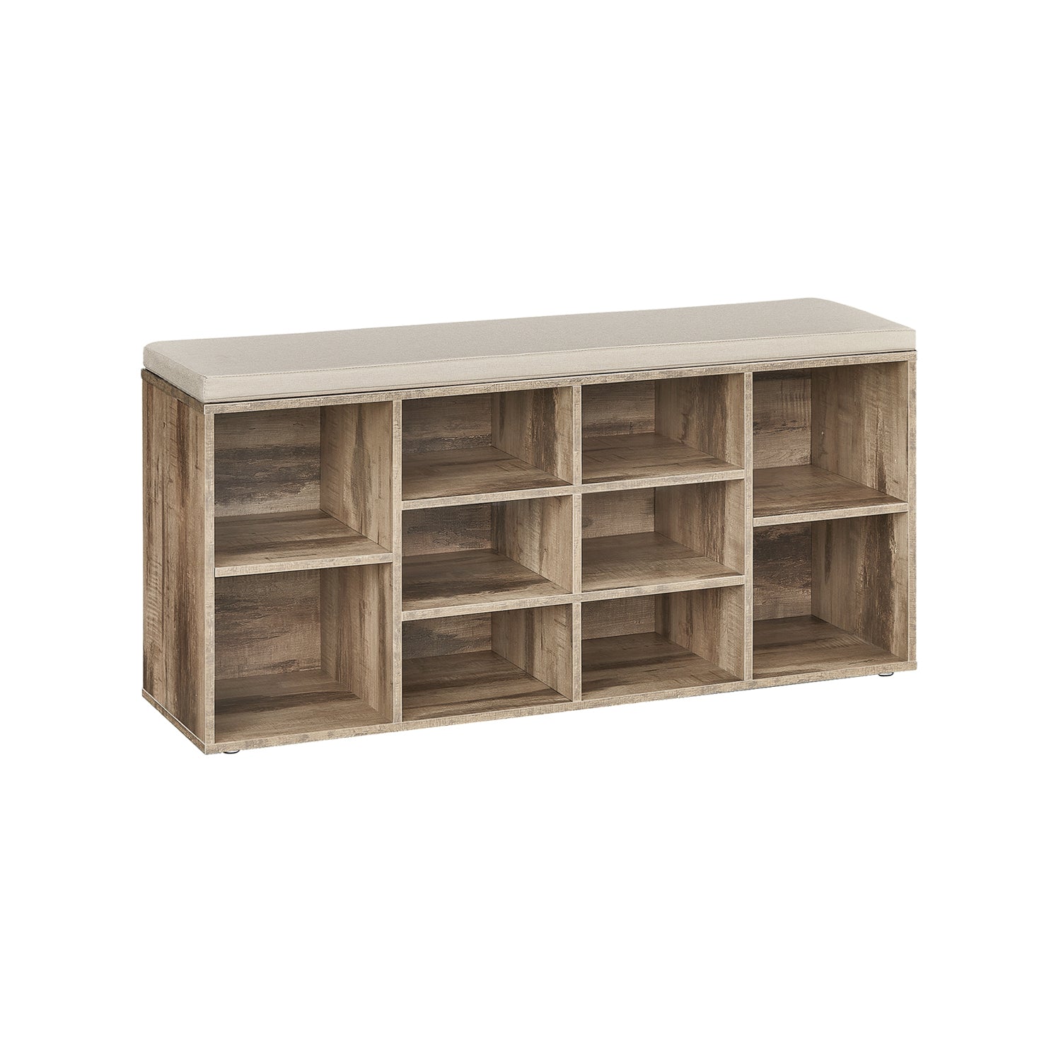 Schoenenrek met zitje – 30 × 104 × 48 cm – camelbruin