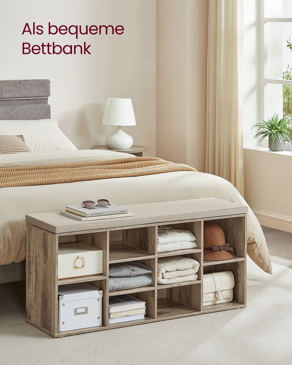 Schoenenrek met zitje – 30 x 104 x 48 cm – Kameelbruin – Max. 150 kg