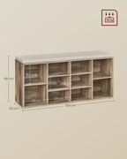 Schoenenrek met zitje – 30 × 104 × 48 cm – camelbruin