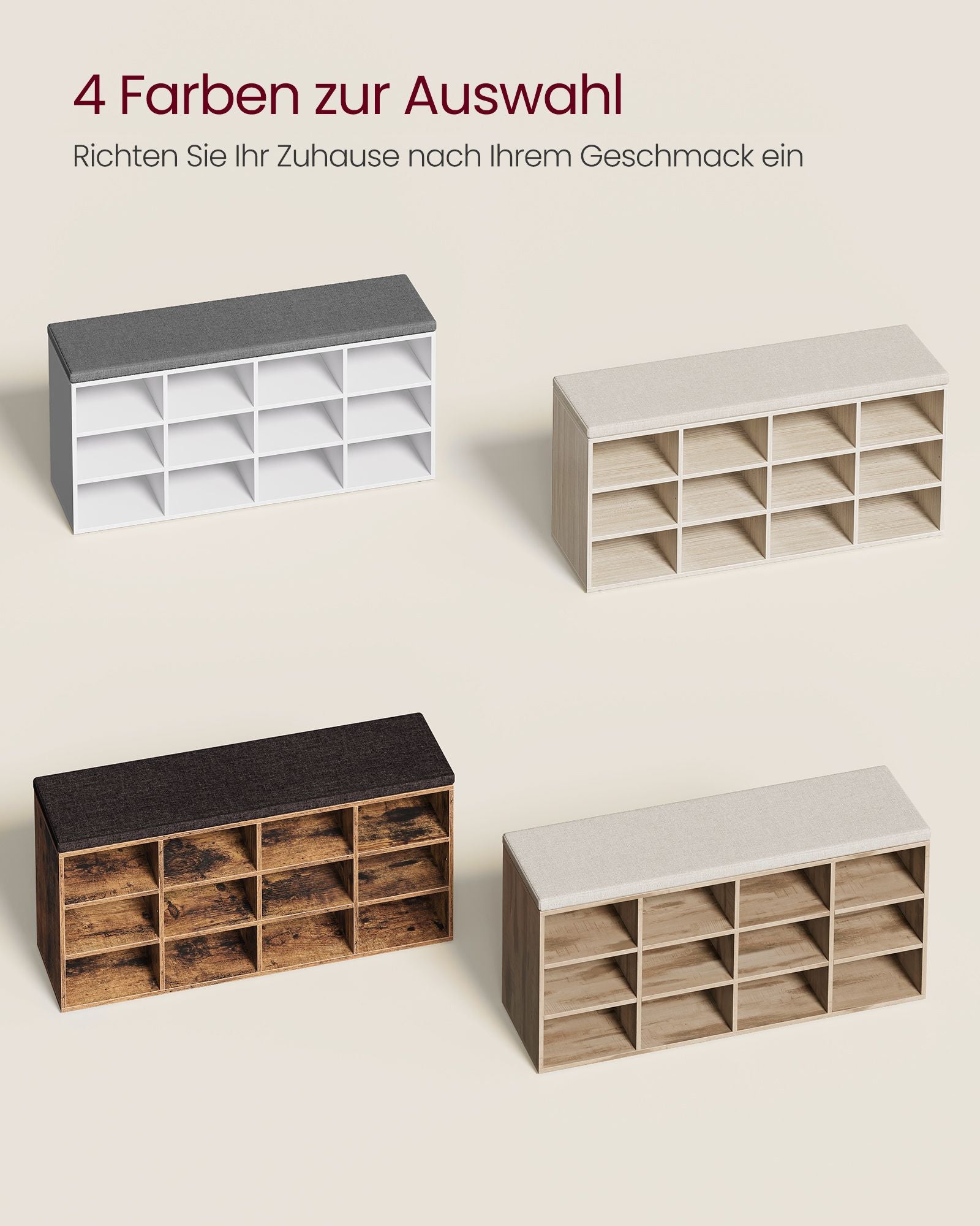 Schoenenrek met zitting – 30,3 x 104 x 48 cm – naturel beige