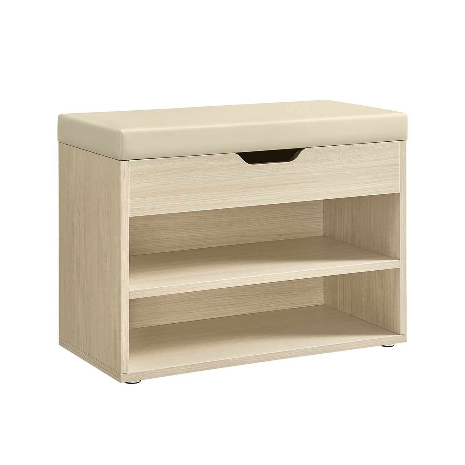 Schoenenbank met kussens – compact en stijlvol – naturel beige