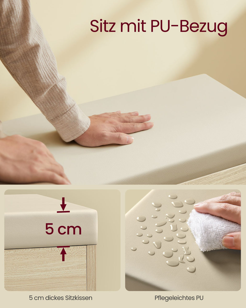 Schoenenbank met opbergruimte – 2 open vakken – 30 x 60 x 44 cm – Tot 136 kg belastbaar