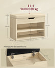 Schoenenbank met opbergruimte – 2 open vakken – 30 x 60 x 44 cm – Tot 136 kg belastbaar