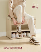 Schoenenbank met kussens – compact en stijlvol – naturel beige
