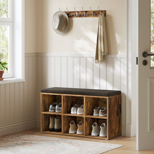 Schoenenrek met Zitje – Vintage Bruin – 30 x 87 x 48 cm