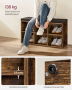 Schoenenrek met Zitje – Vintage Bruin – 30 x 87 x 48 cm