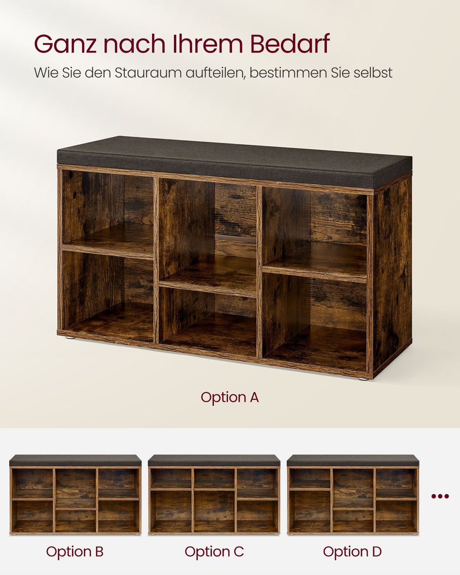 Schoenenrek met Zitje – Vintage Bruin – 30 x 87 x 48 cm