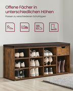 Schoenenbank – met lade – vintage bruin