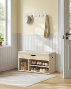 Schoenenbank Met 3 Open Vakken, Naturel Beige