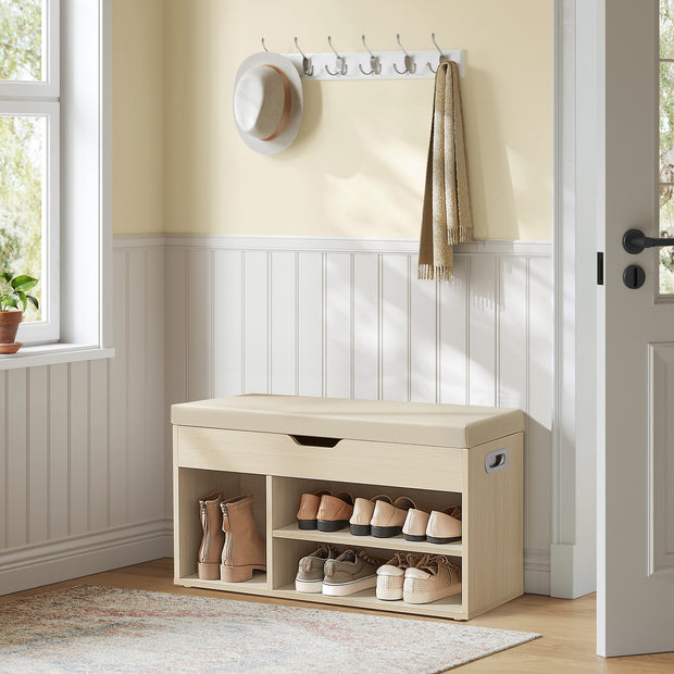 Schoenenbank – 30 x 80 x 44 cm – Naturel beige – 150 kg draagvermogen