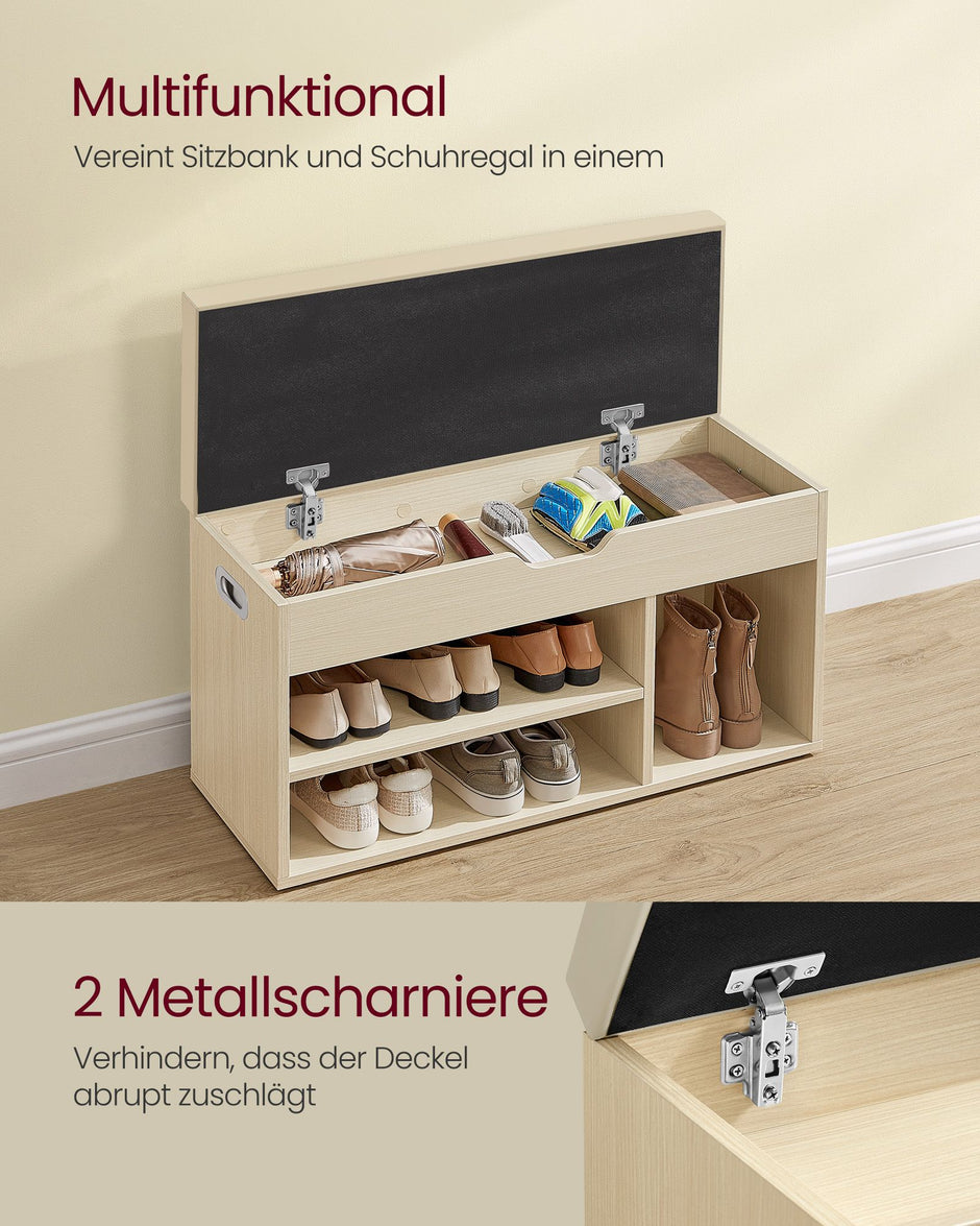 Schoenenbank – 30 x 80 x 44 cm – Naturel beige – 150 kg draagvermogen