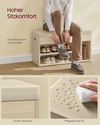Schoenenbank Met 3 Open Vakken, Naturel Beige