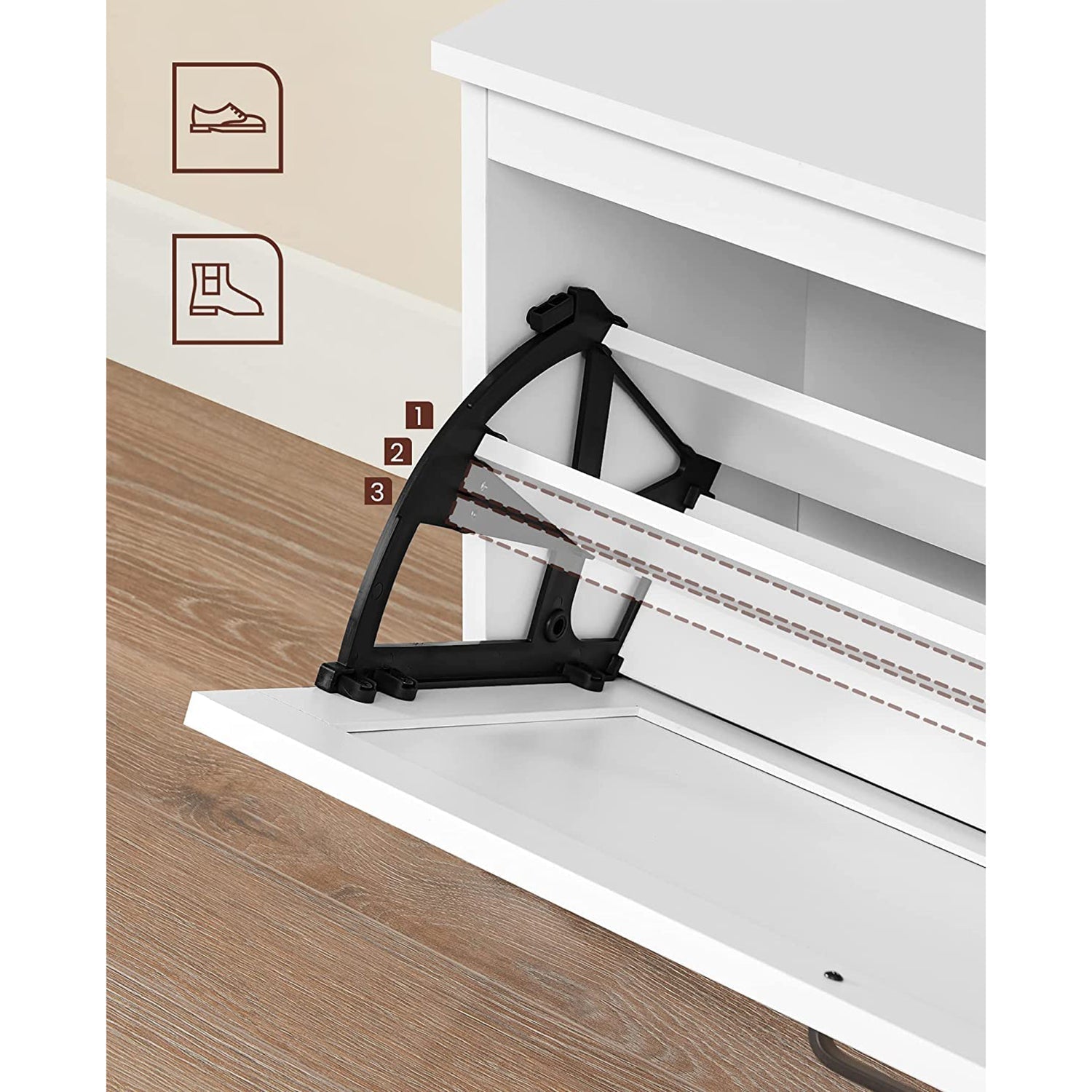 Schoenenbank voor 6 tot 8 paar – Draaideur met handgreep – Modern design – 80 cm lang