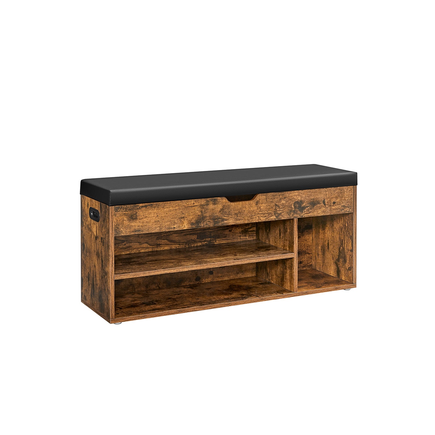 Schoenenbank – met zitting bekleed – vintage bruin