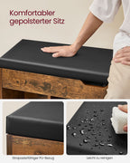 Schoenenbank – met zitting bekleed – vintage bruin