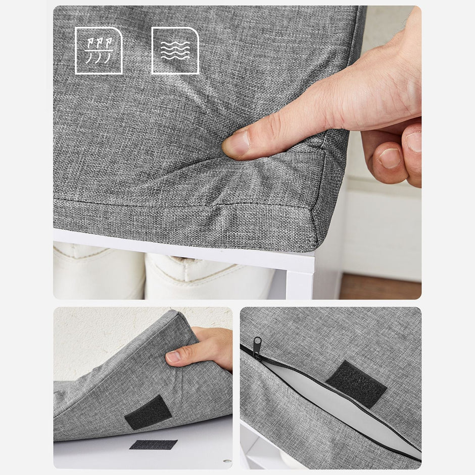 Schoenenbank – 15 opbergvakken – Gevoerd bankje – Maximaal 200 kg