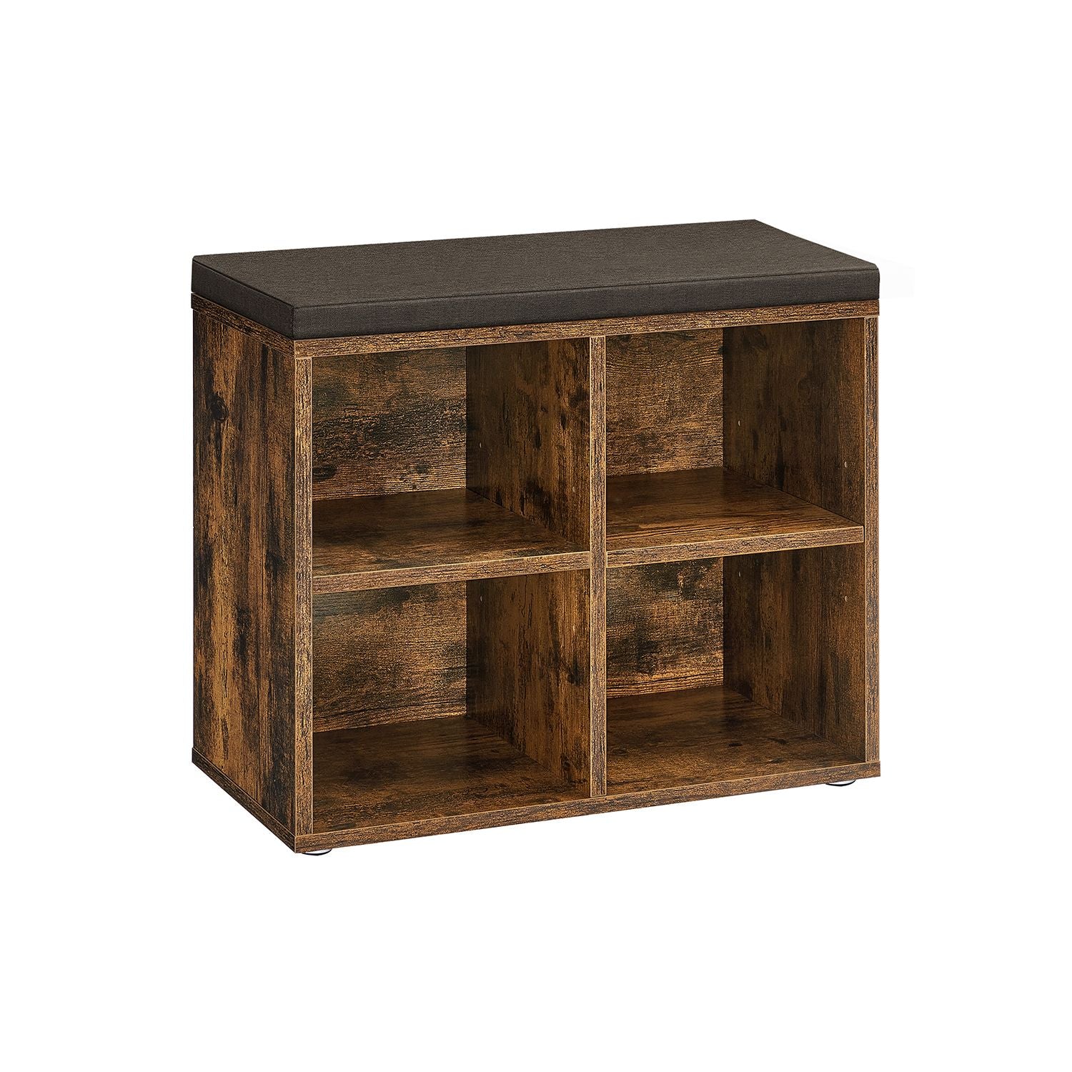 Schoenenbank met kussen – Vintage bruin – Voor 4 paar schoenen