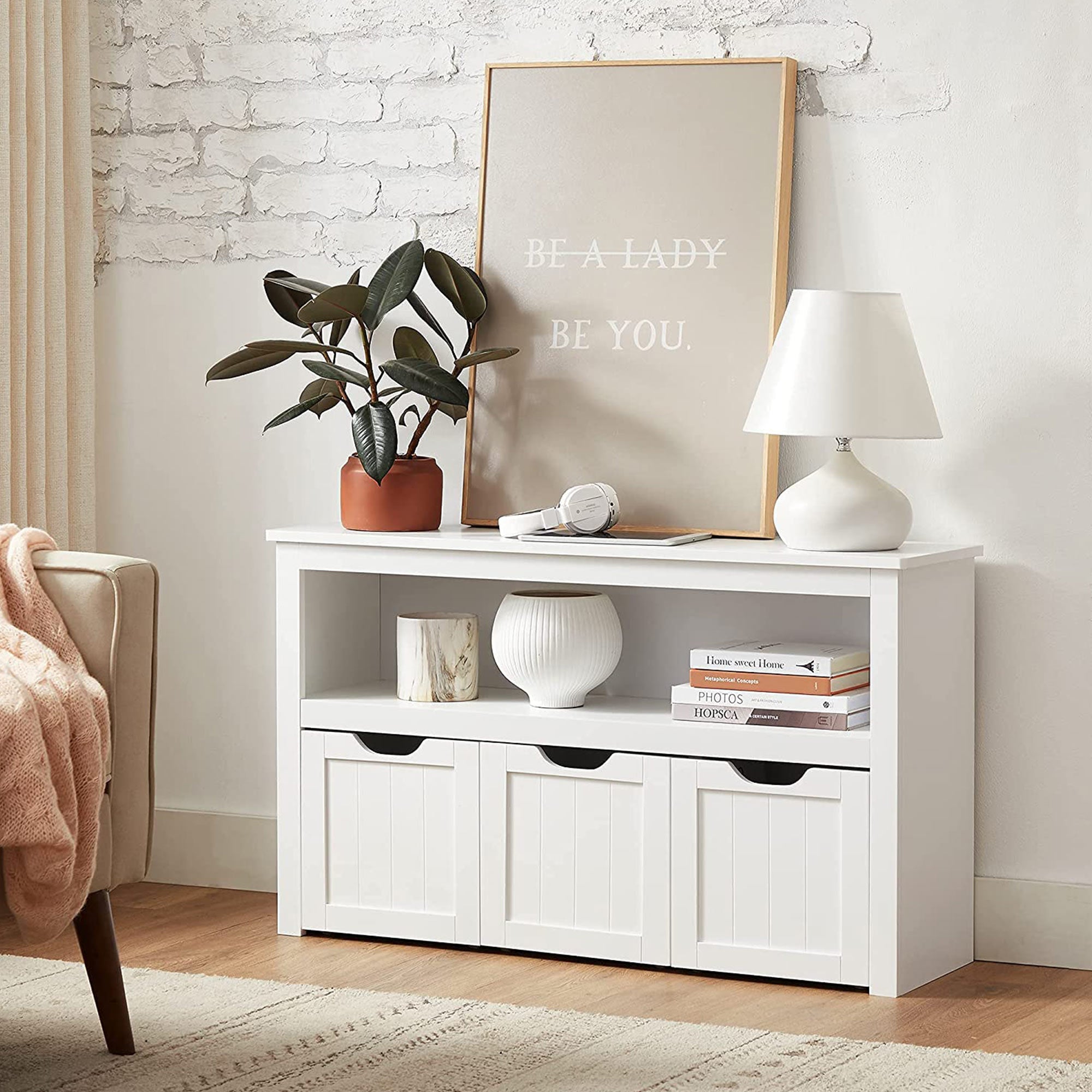 Speelgoedkast – Organizer met wieltjes – 3 vakken – Wit