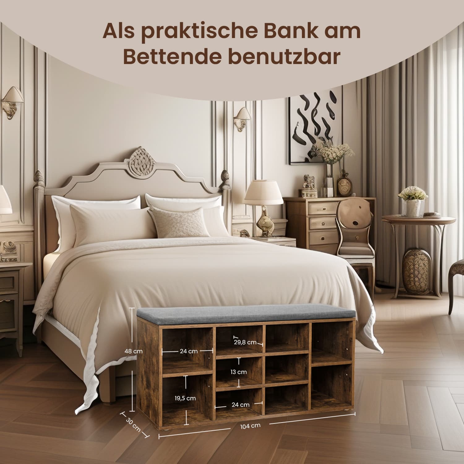 Schoenenbank – Zitbank met opbergruimte, gecombineerd met schoenenrek