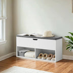 Bank met 2 vakken, schoenenbank met opbergruimte onder deksel, 100 x 30 x 48 cm