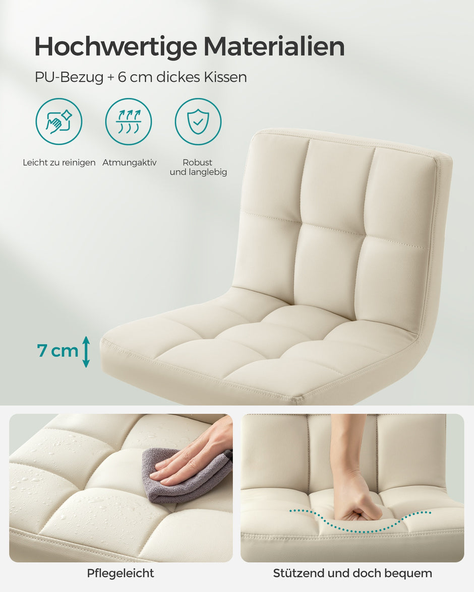 Barkrukken - Set van 2 - In Hoogte Verstelbaar - Met Rugleuning - Zandbeige