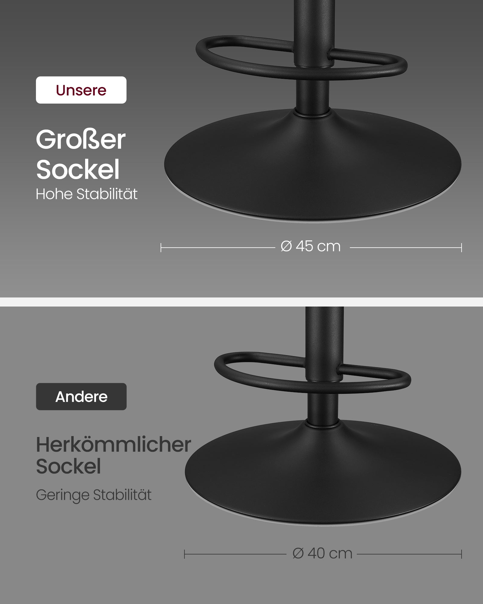 Barkruk – set van 2 – met voetsteun – duifgrijs
