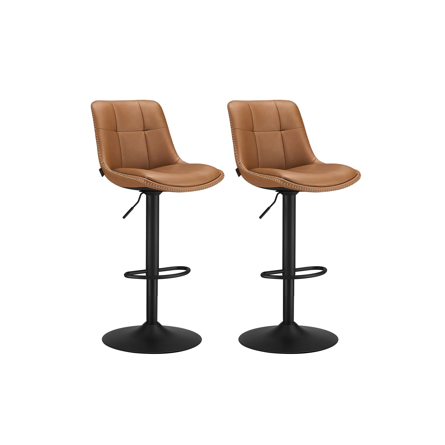 Barkruk – set van 2 – met rugleuning – karamelbruin