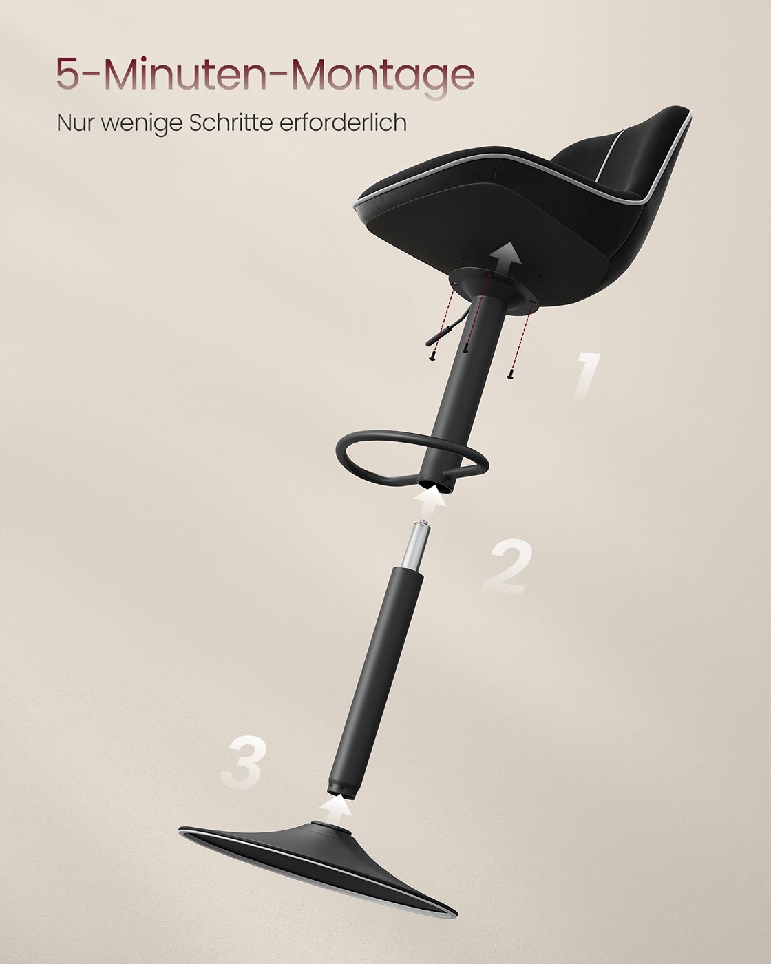 Barkrukset – hoogte verstelbaar – fluwelen bekleding – ink black