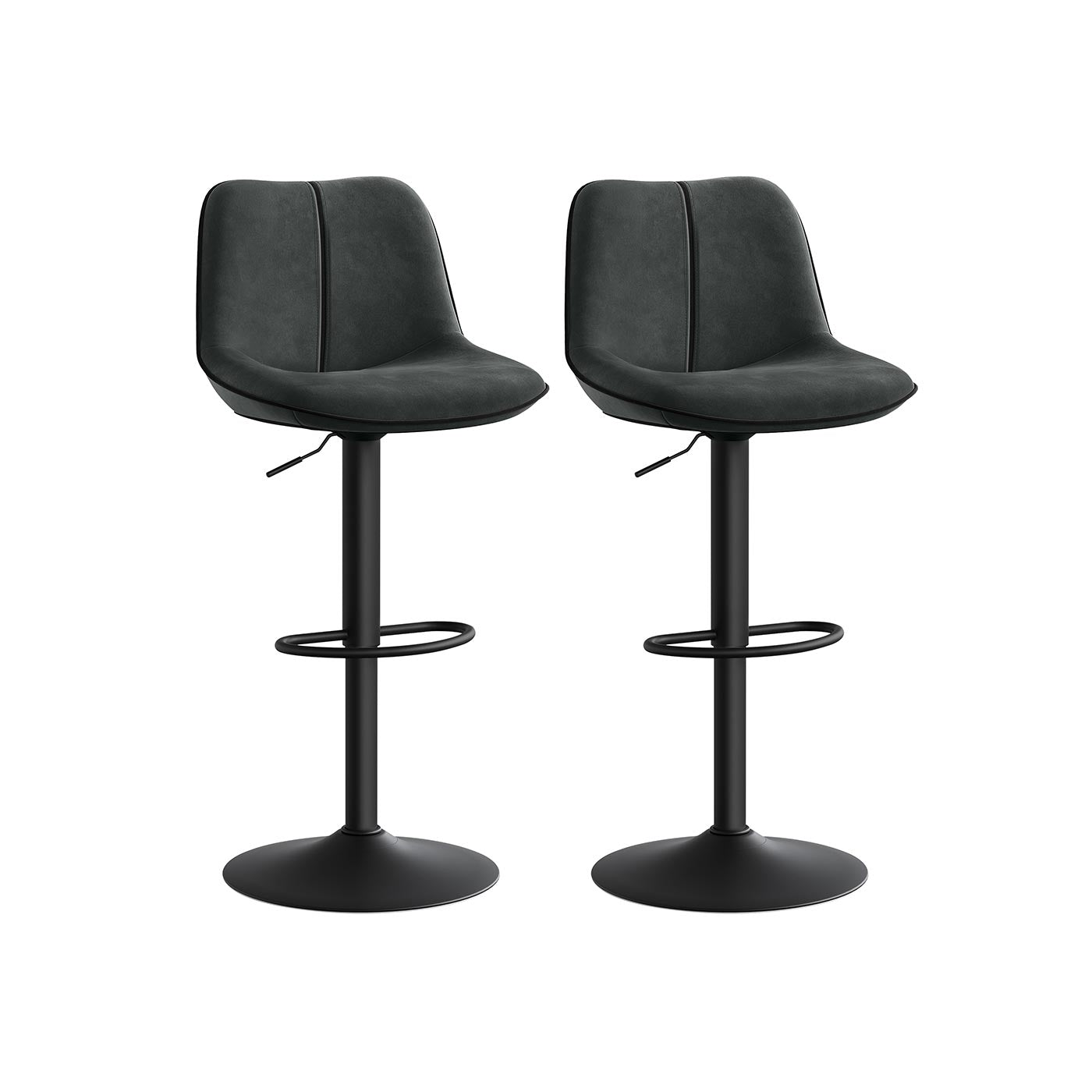 Barkrukset – hoogte verstelbaar – fluwelen bekleding – ink black