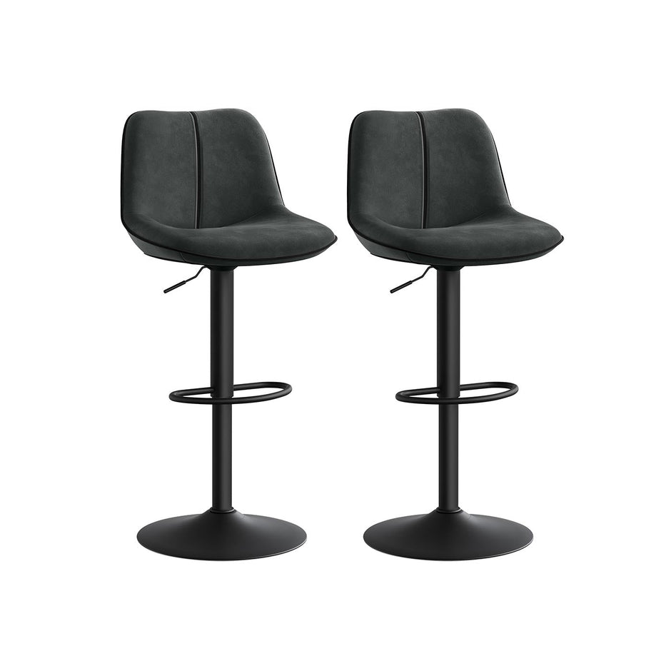 Barkrukset – In hoogte verstelbaar (63–84 cm) – Met rugleuning – 360° draaibaar – Fluwelen bekleding