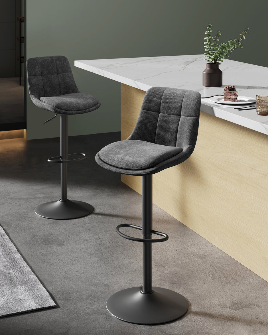 Barkruk – Verstelbaar 63–84 cm – Met rugleuning en voetensteun – Crèmewit