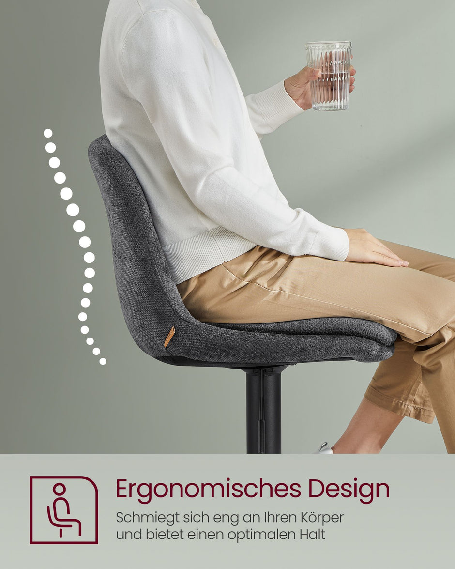 Barkruk – Verstelbaar 63–84 cm – Met rugleuning en voetensteun – Crèmewit