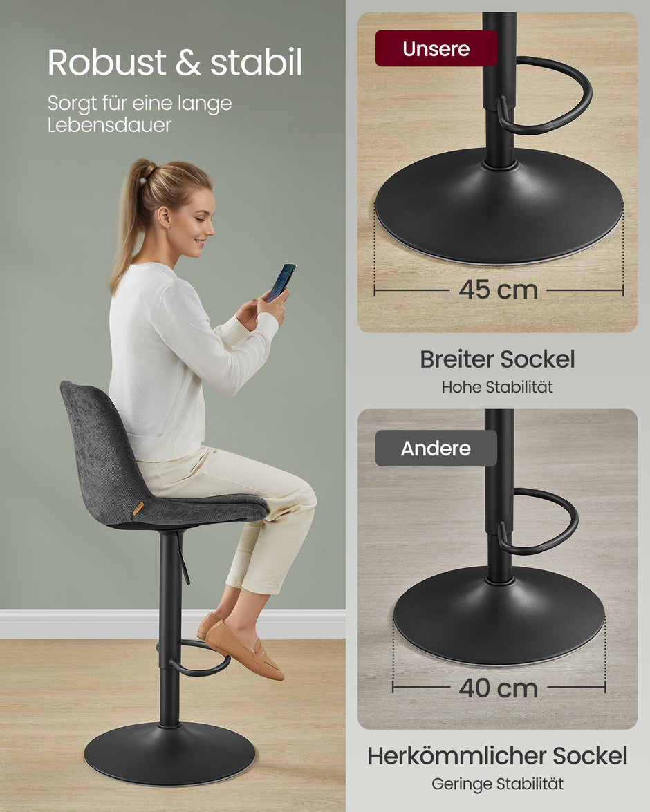 Barkruk – Verstelbaar 63–84 cm – Met rugleuning en voetensteun – Crèmewit