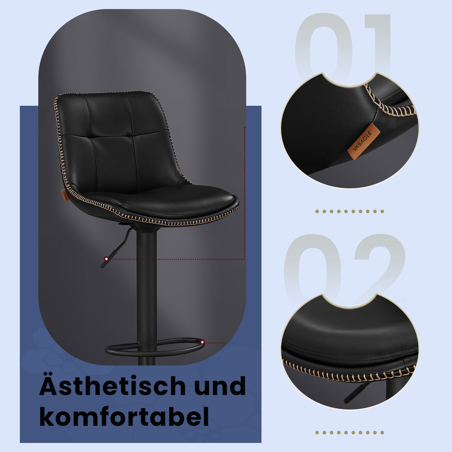 Barkrukken – Set van 2 – Met Rugleuning – Inktzwart