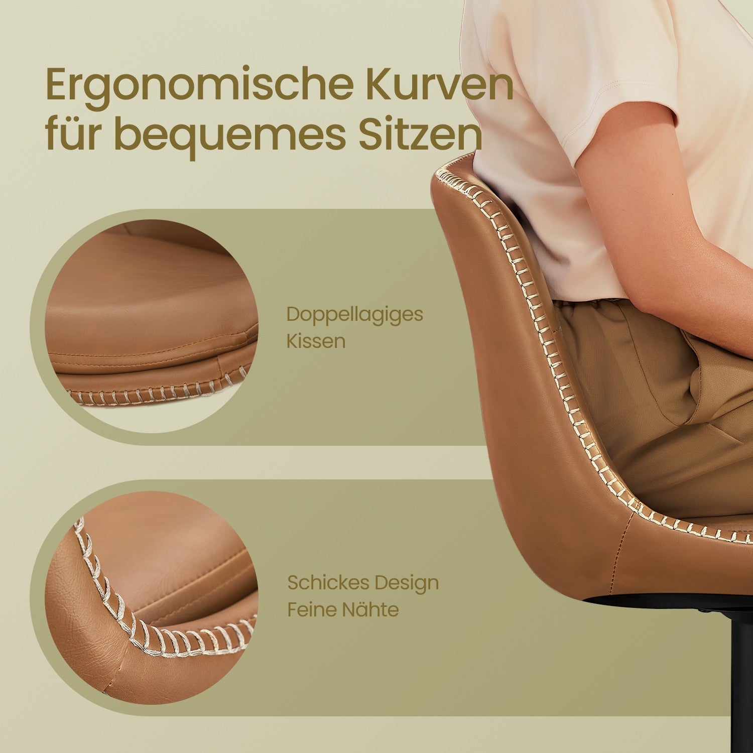 Barkrukken – Set van 2 – Met Rugleuning – Karamelbruin