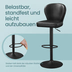 Barkrukken – Set van 2 – Draaibaar – Met Rugleuning – Inktzwart