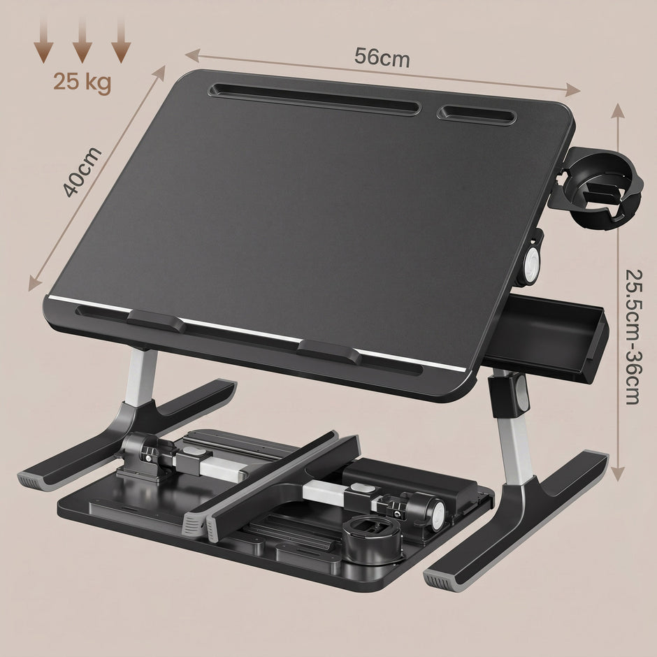 Laptoptafel - Opklapbaar - In Hoogte Verstelbaar - 56 x 40 cm - Zwart