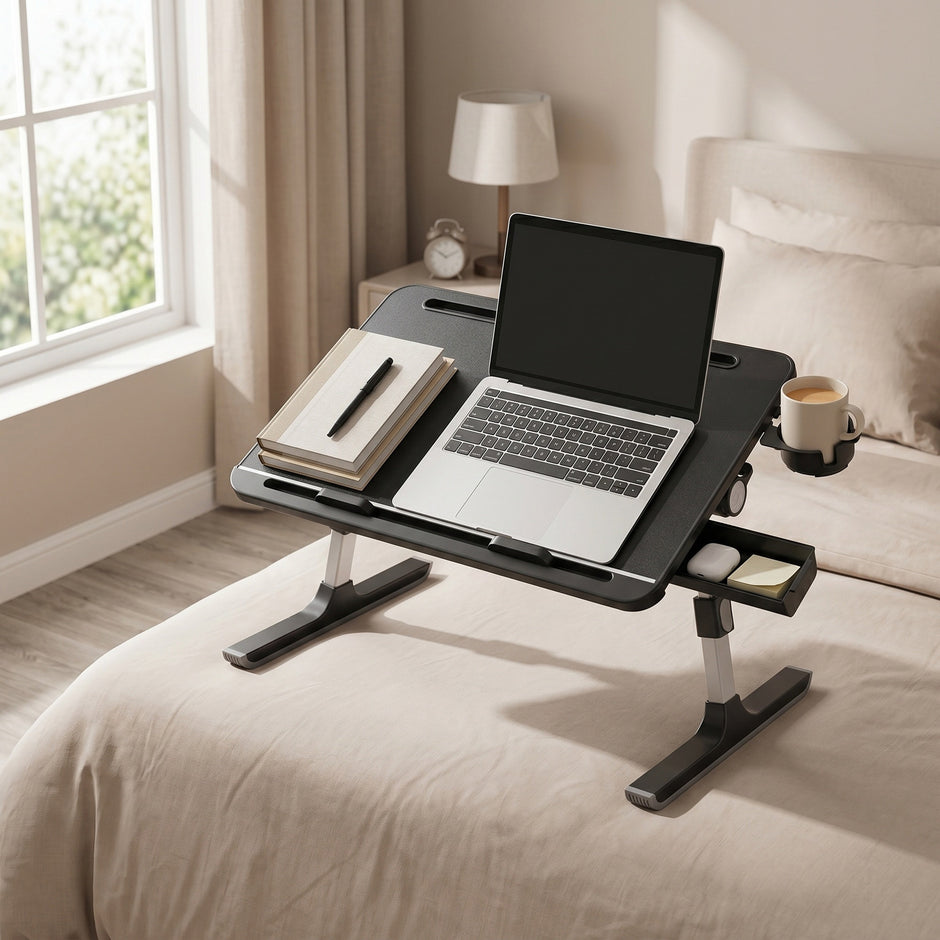 Laptoptafel - Opklapbaar - In Hoogte Verstelbaar - 56 x 40 cm - Zwart