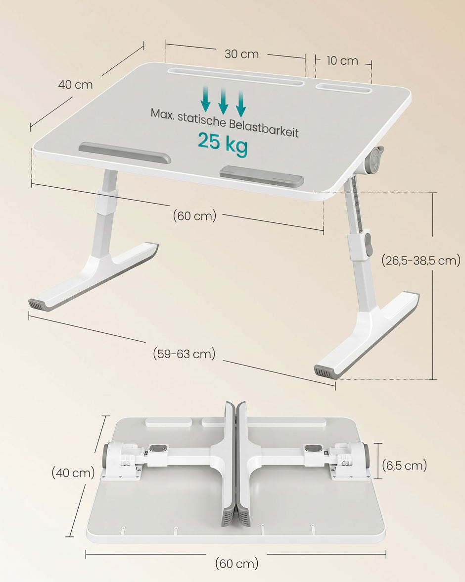 Laptoptafel - Met Lade - Voor Bed en Bank - Matzwart - 60 x 40 x 25 cm
