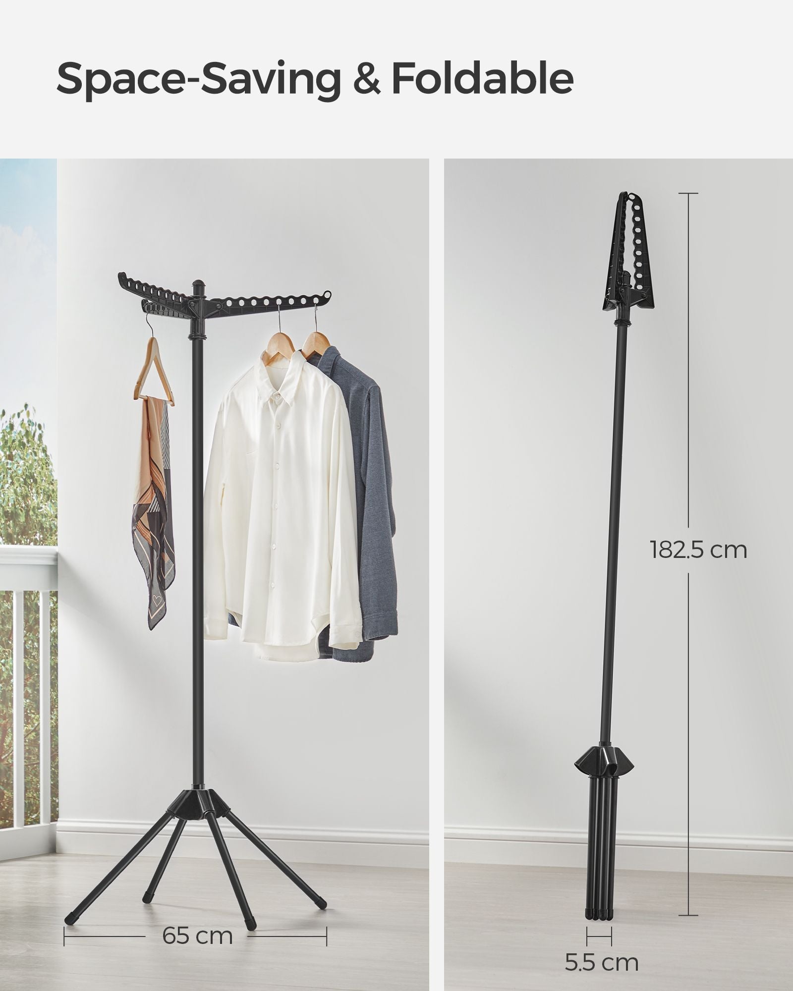 Droogrek – 3 roterende armen – zwart